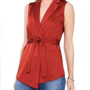 XS Vince Camuto belted satin vest